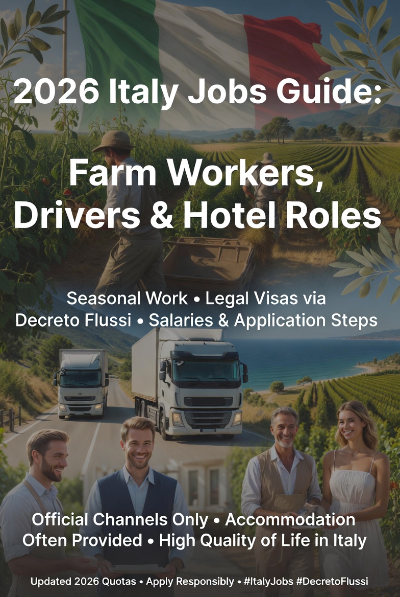 Ultimate Guide to Jobs in Italy 2026: Farm Workers, Drivers, Hotel Staff & More